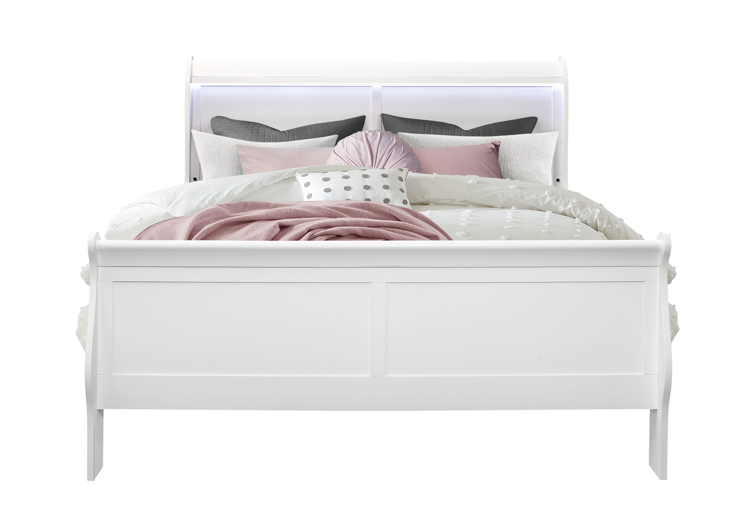 CHARLIE WHITE QUEEN BED GROUP WITH LED