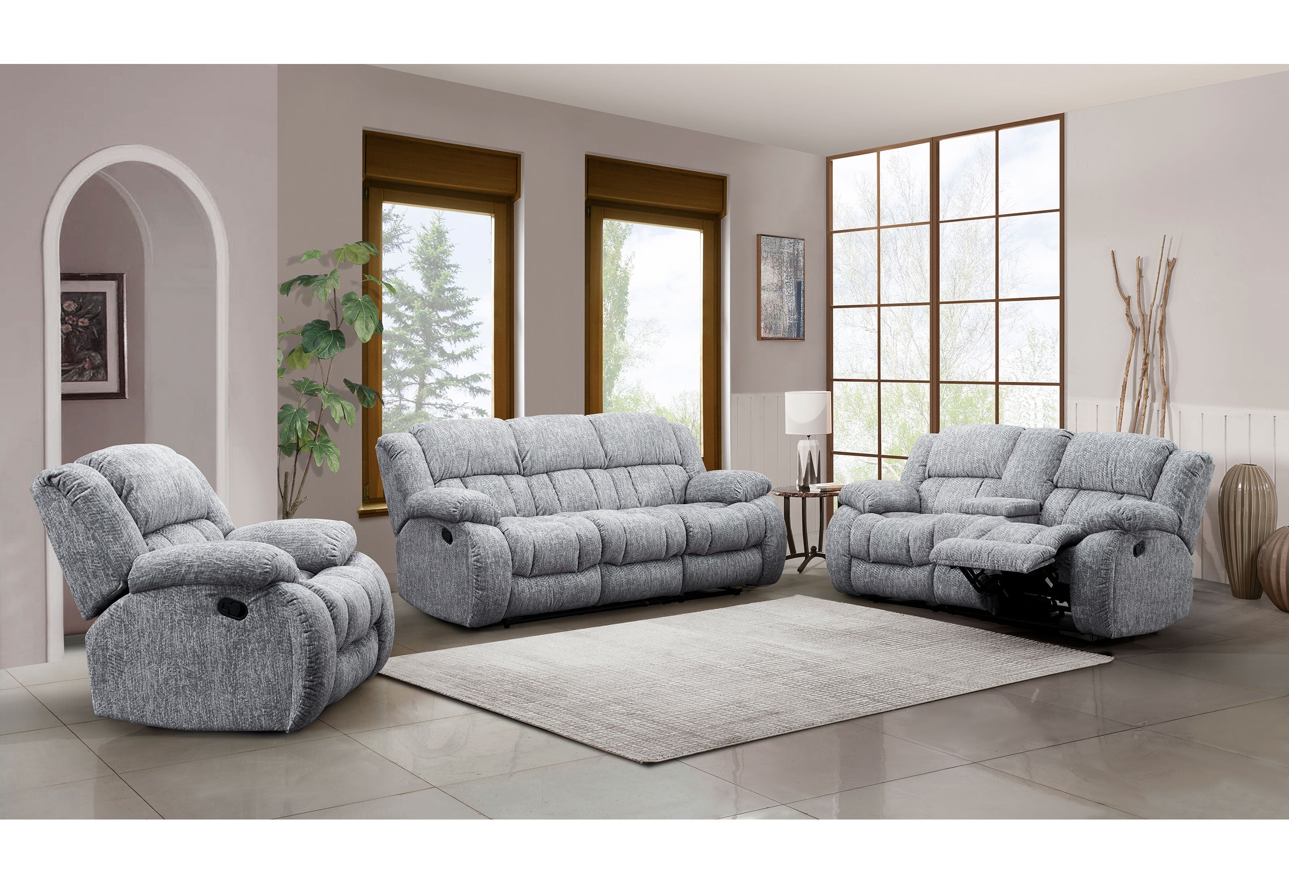 U250 GREY RECLINING SOFA