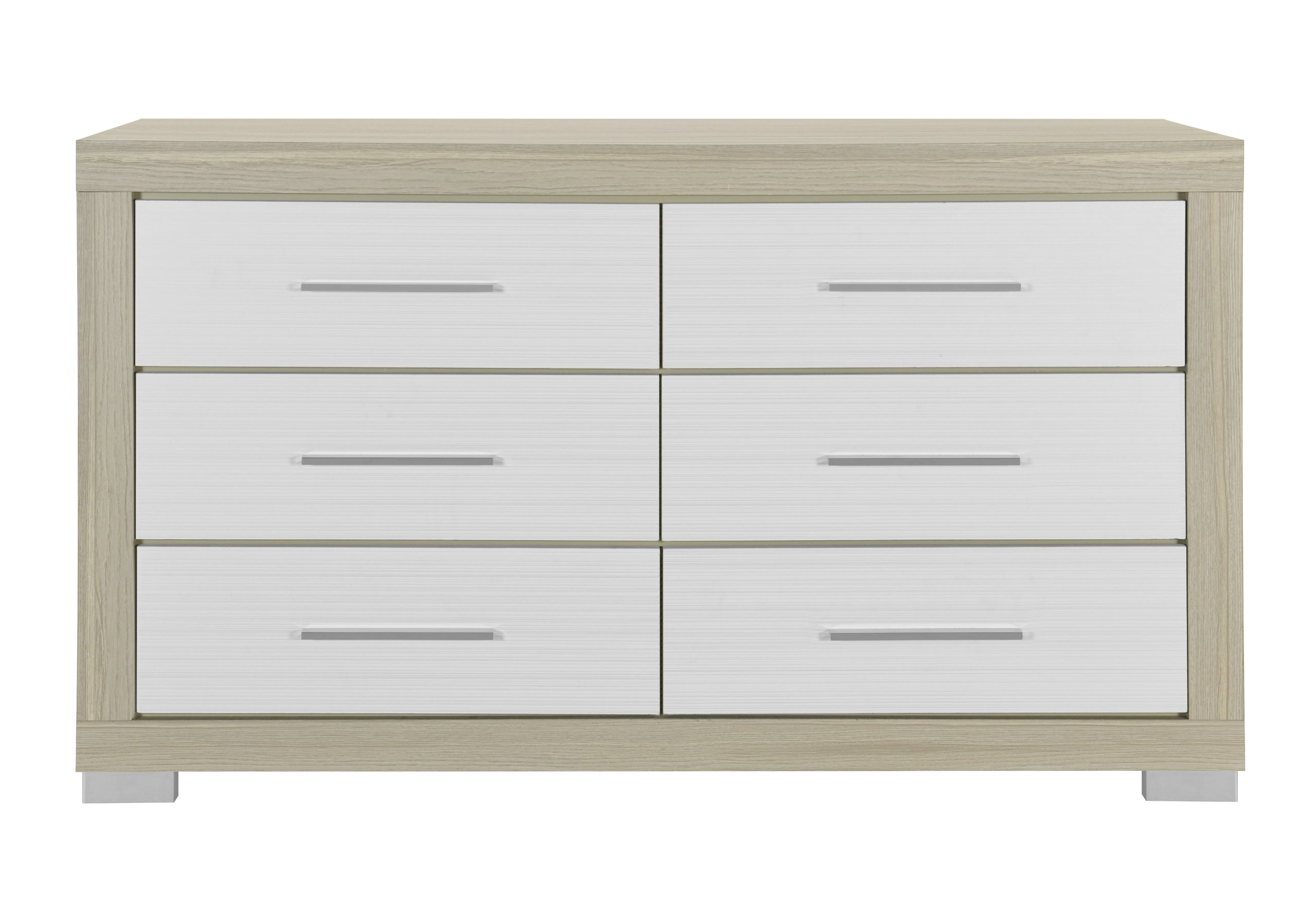 MADISON/EMMA NATURAL/WHITE KING BED, DRESSER, MIRROR AND CHEST