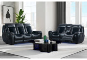 U0700 BLANCHE BLACK/VELVET POWER RECLINING SOFA / POWER CONSOLE RECLINING LOVESEAT