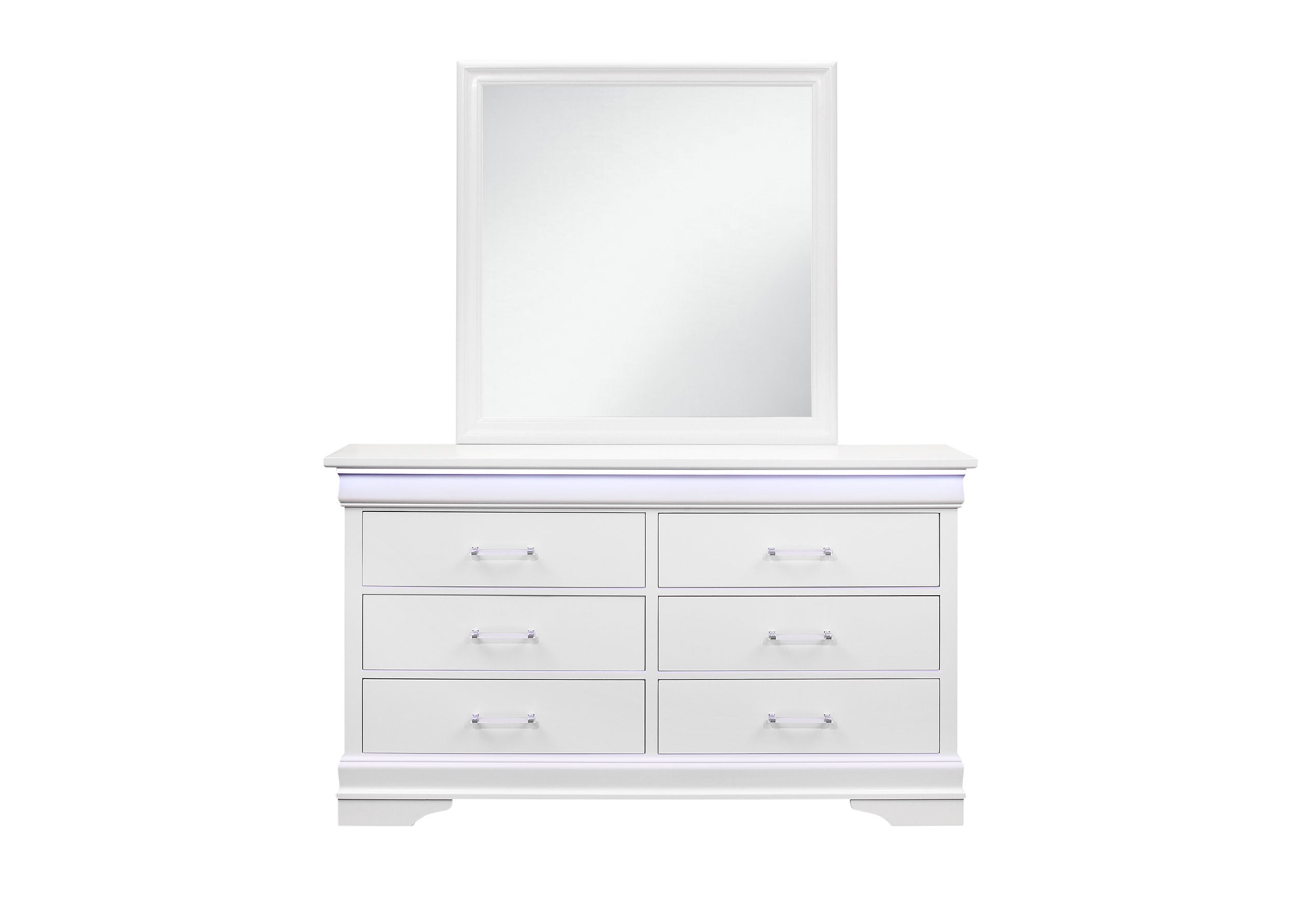 CHARLIE WHITE TWIN BED, DRESSER, MIRROR AND NIGHTSTAND