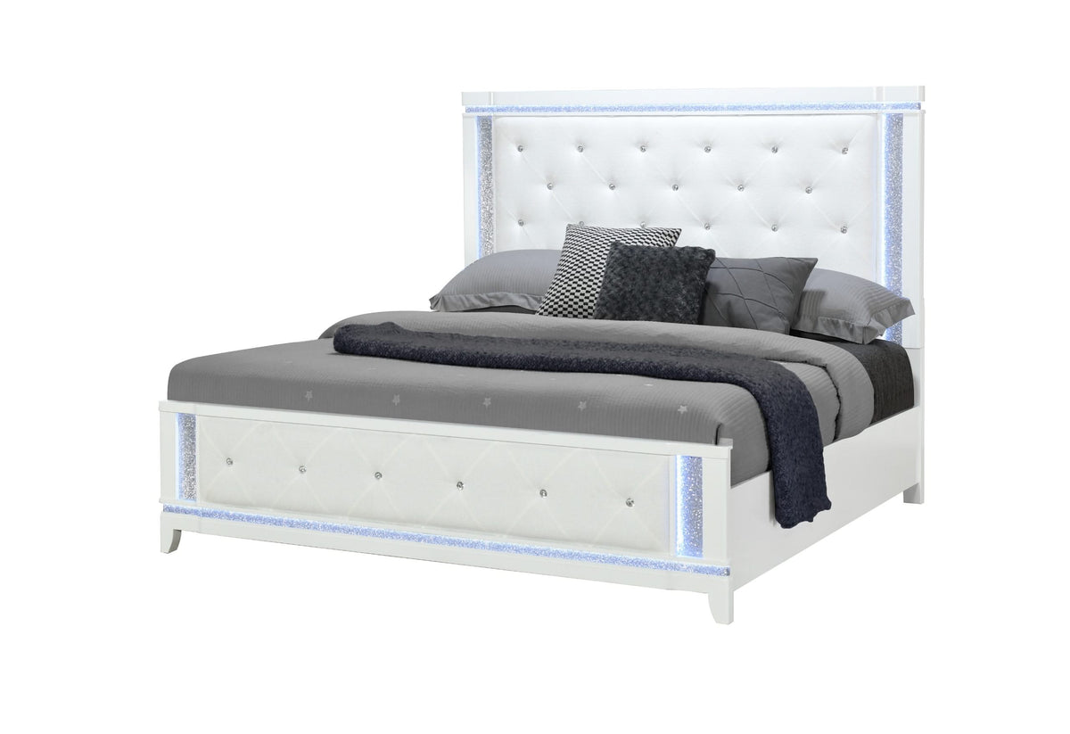 GRUPO DE CAMA COMPLETO ALINA BLANCO CON LED