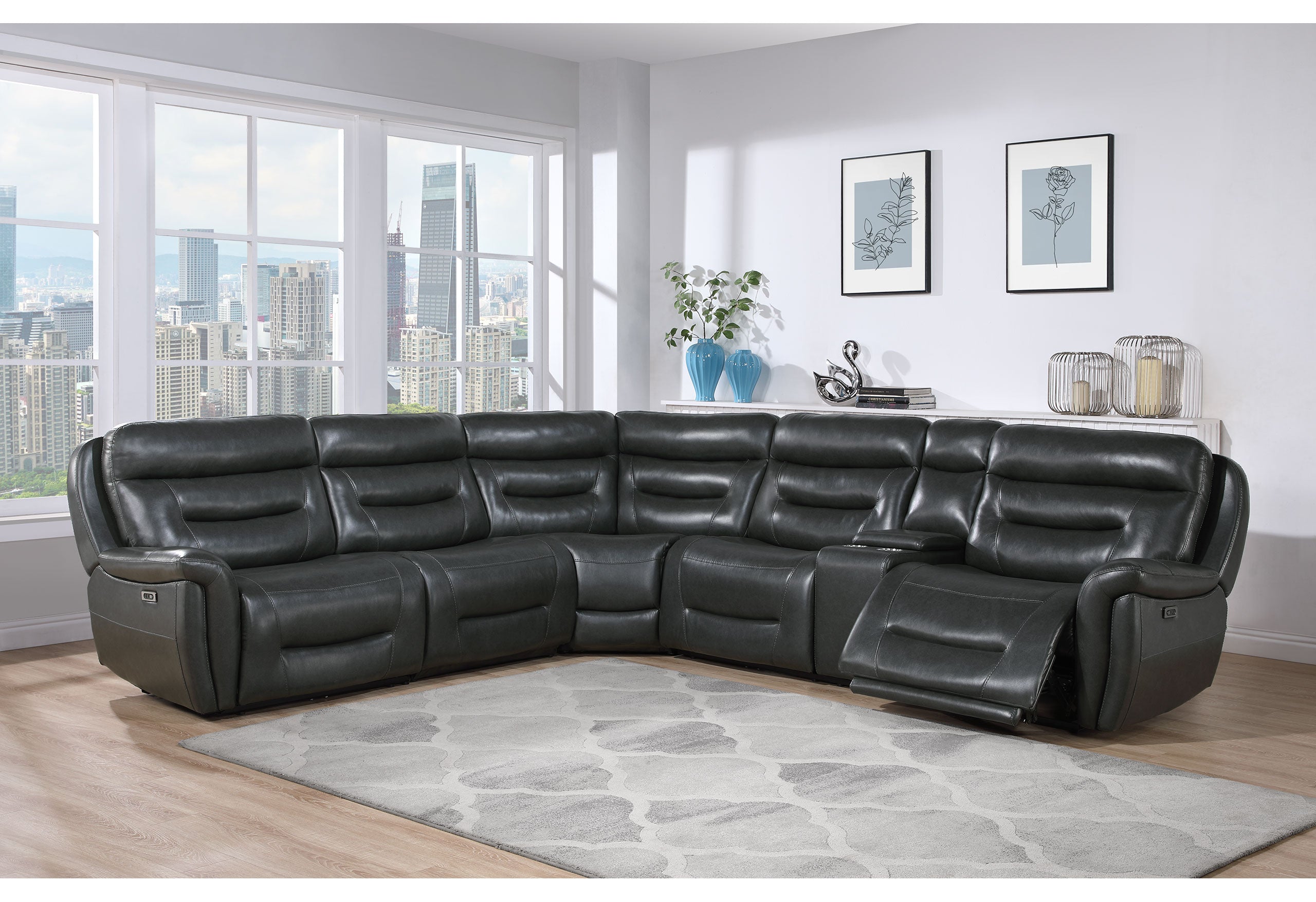 U8522 BLANCHE CHARCOAL RIGHT SIDE POWER CONSOLE REC LS WITH USB