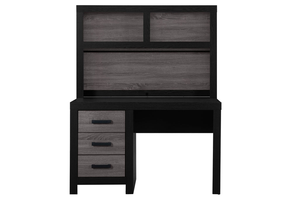 CAMA INDIVIDUAL GRIS LISBOA/NEGRA, ESCRITORIO, MESITA DE NOCHE Y CÓMODA