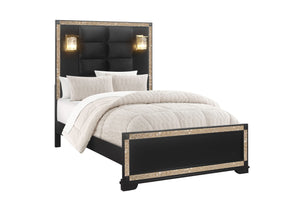 BLAKE BLACK FULL BED WITH LAMPS