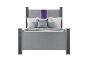 LOGAN SILVER QUEEN BED WITH LED AND SPEAKERS