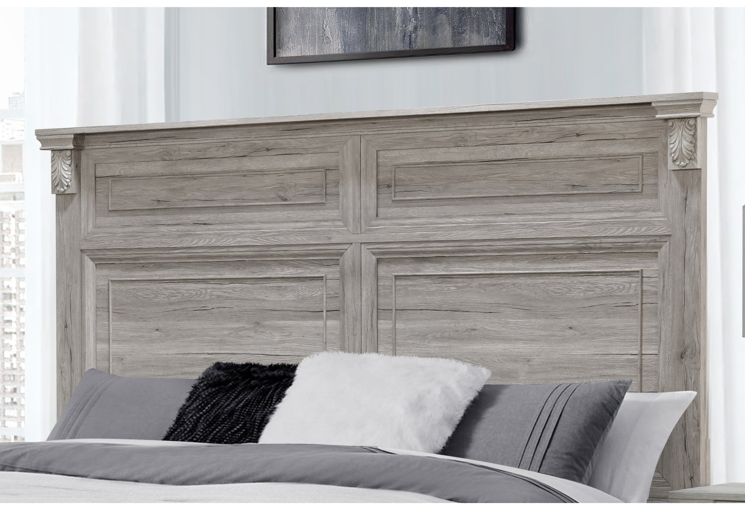 TATUM NATURAL KING BED GROUP WITH STORAGE