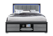 EMMA BLACK/GREY KING BED WITH LED AND USB
