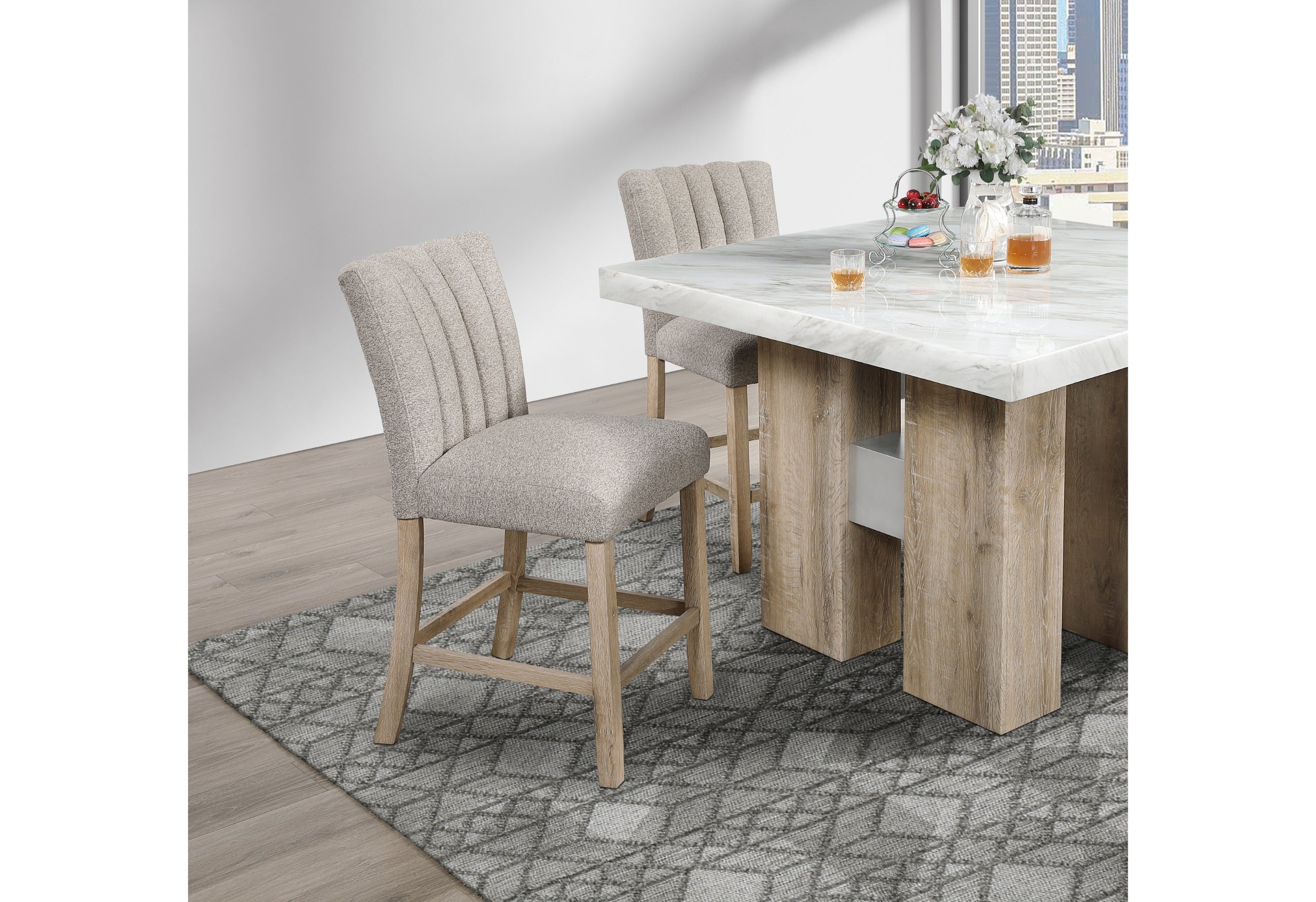 D04 NATURAL BAR TABLE + D8685 BEIGE/NAT BAR STOOL