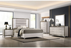 ZAMBRANO WHITE QUEEN BED WITH LED