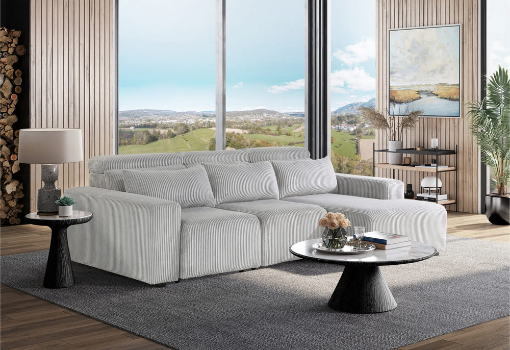 U5945 GREY LEFT ARM FACING POWER RECLINER WITH 1 PILLOW