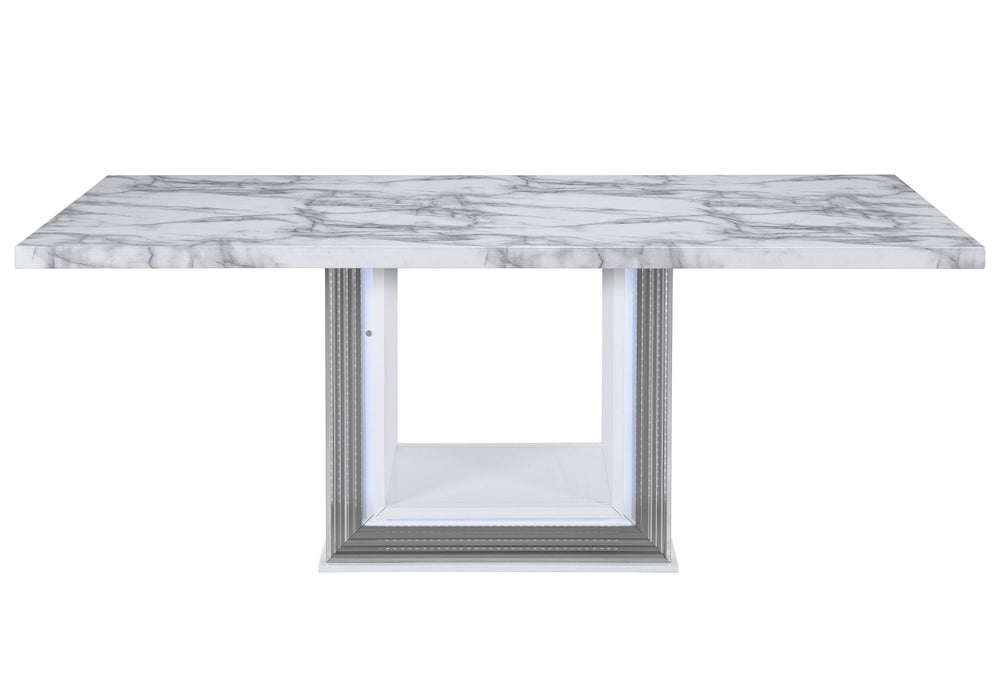 YLIME WHITE MARBLE DINING TABLE + YLIME GREY DC