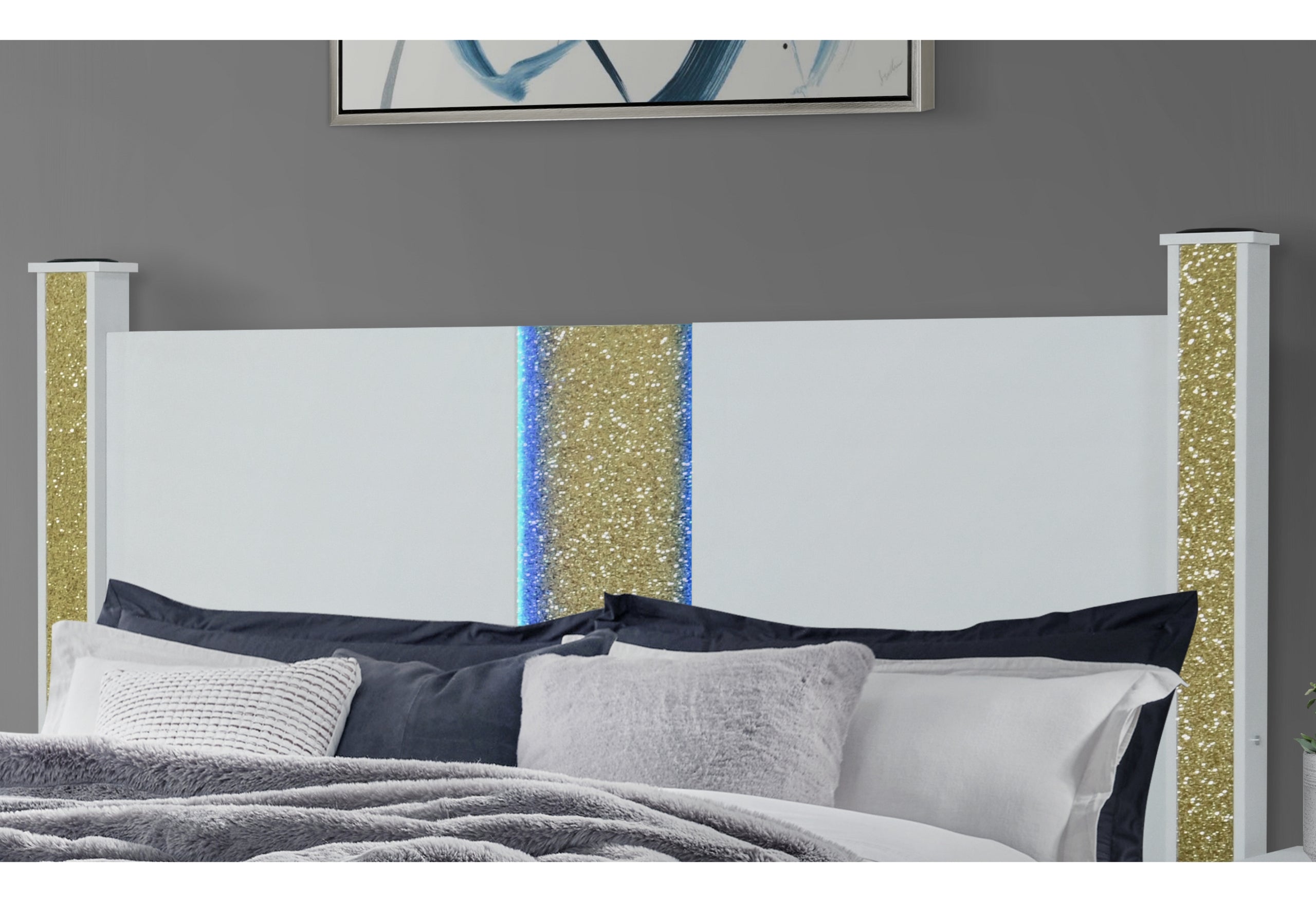 LOGAN WHITE/GOLD FULL BED GROUP