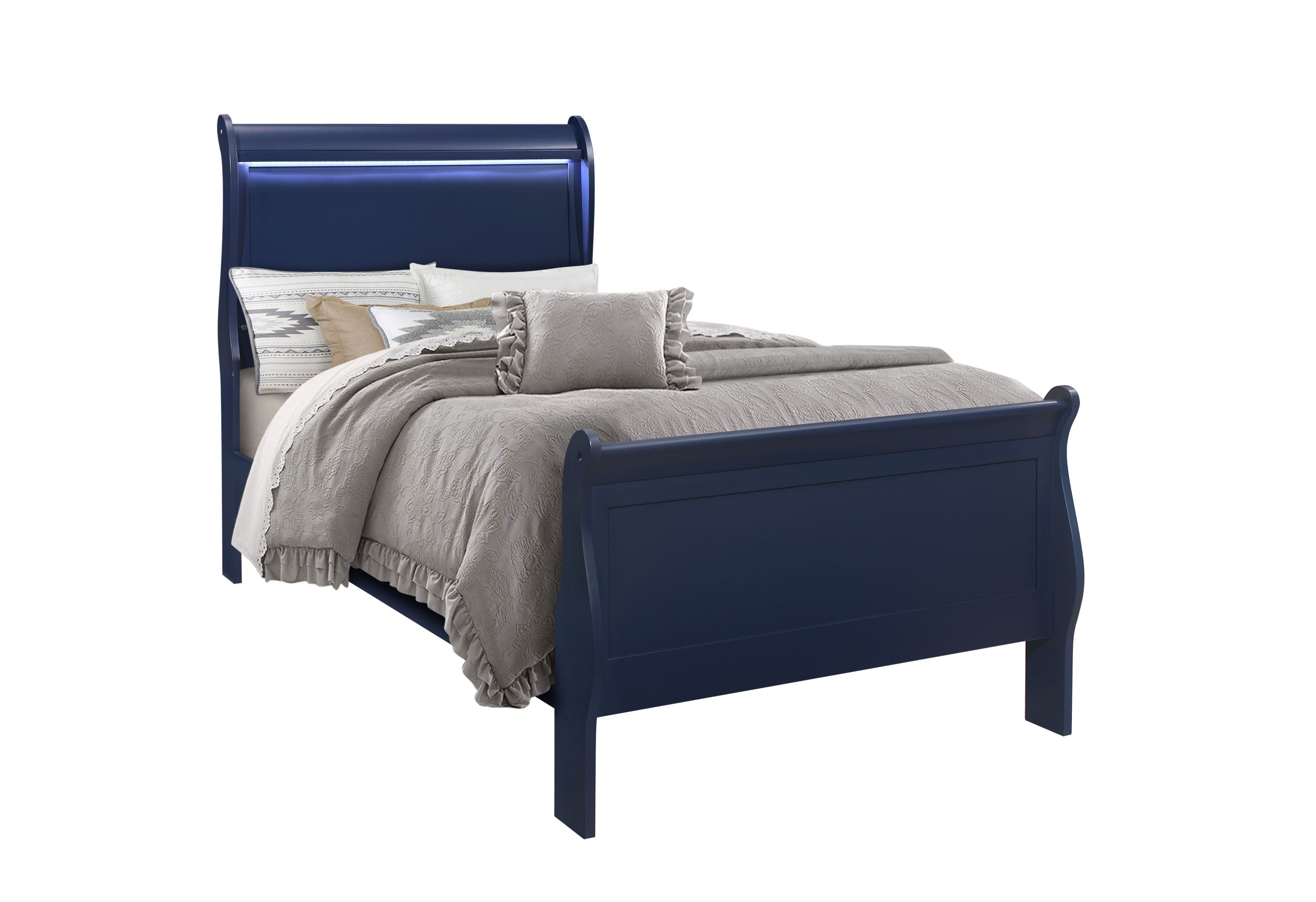 CHARLIE BLUE TWIN BED WITH LED SIDE RAILS