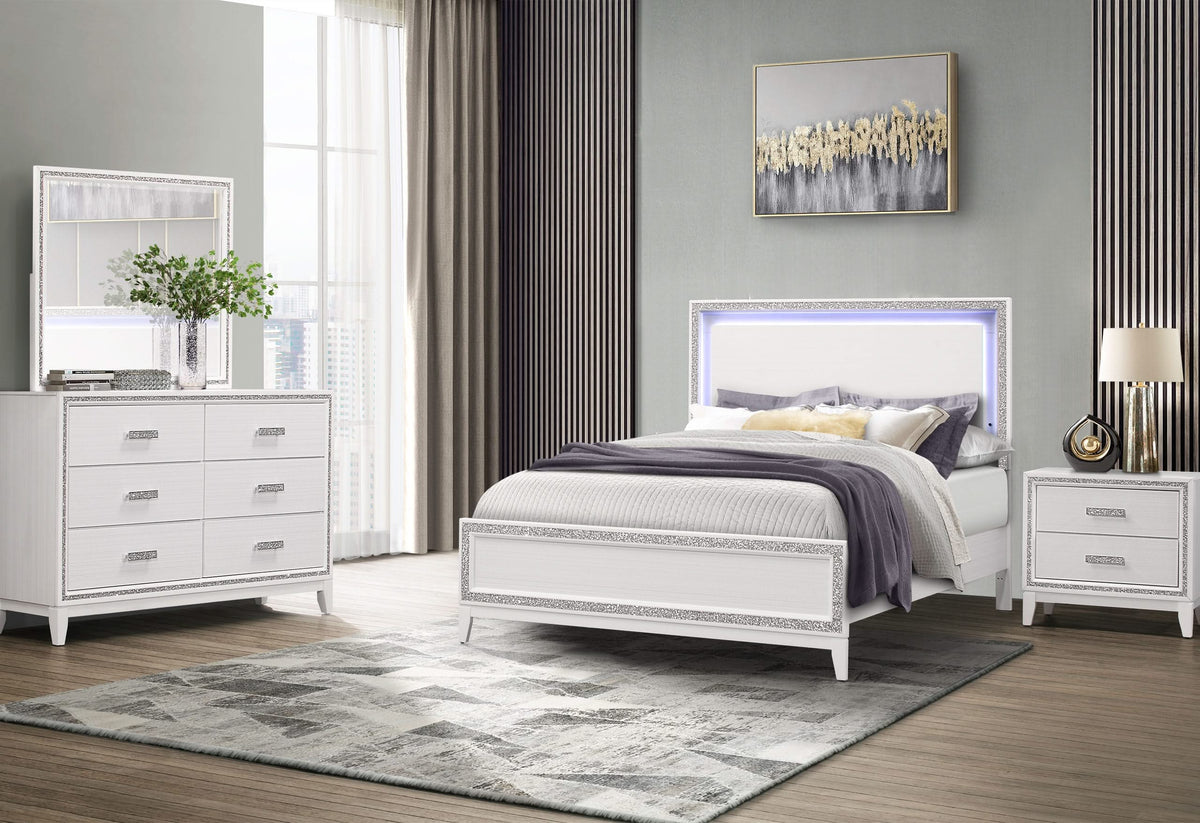 Lily White Queen Bed  Queen 5 Piece Set