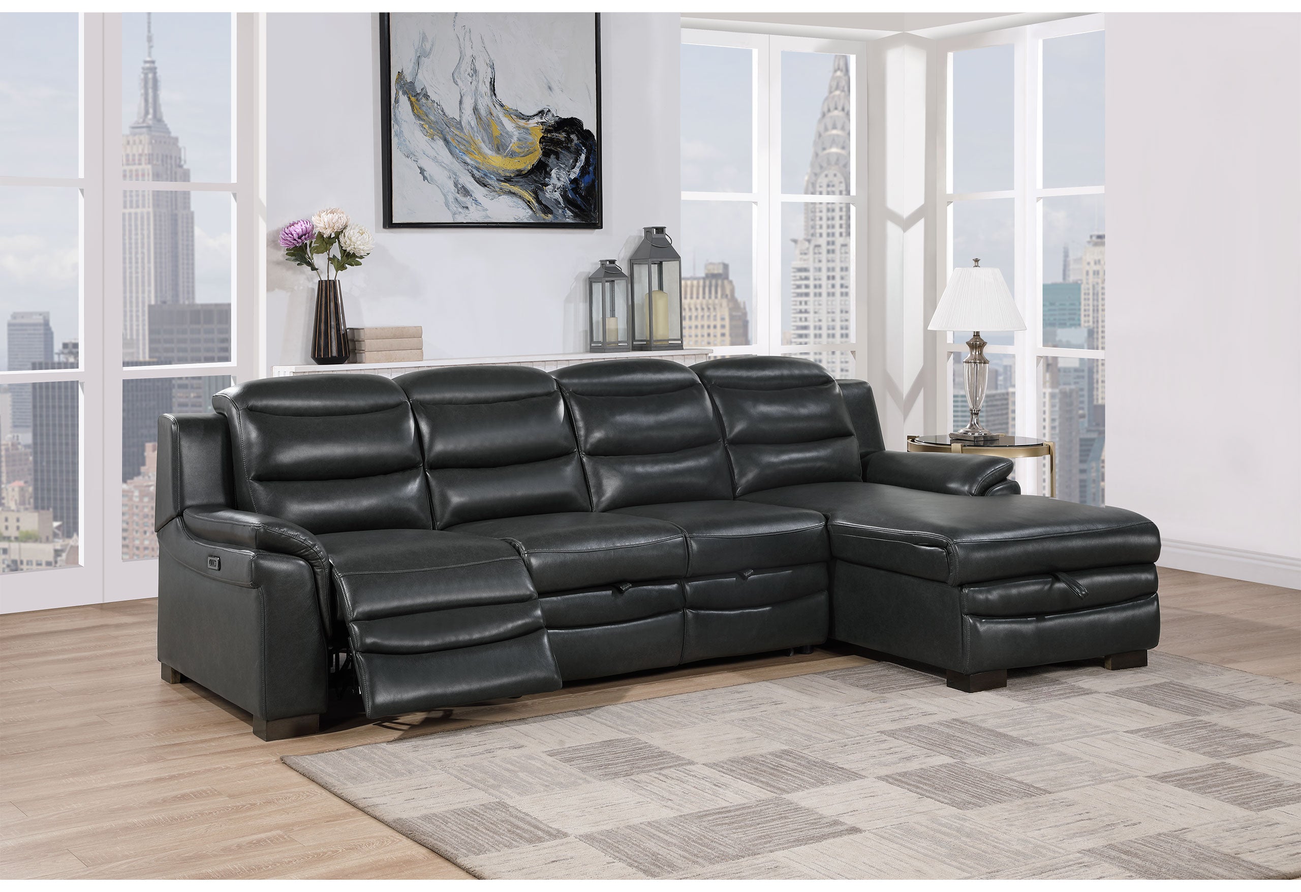 U8518 BLANCHE CHARCOAL LOVESEAT WITH PULL OUT BED