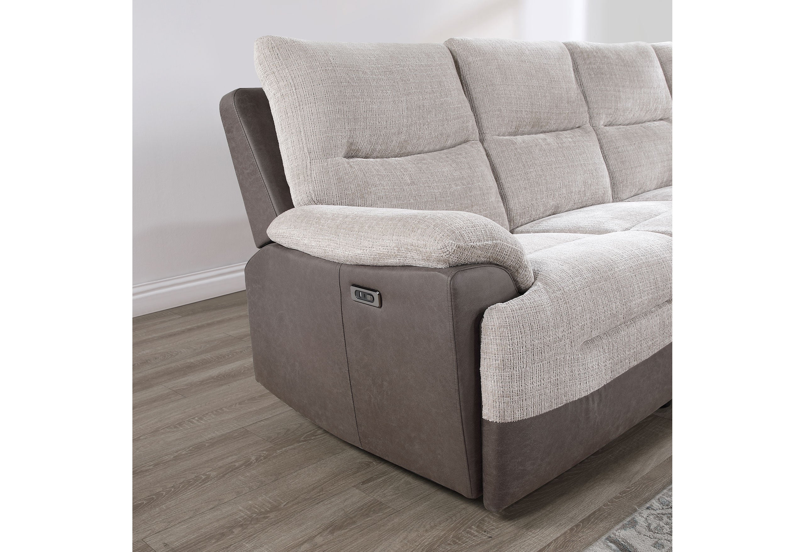 U3822 BEIGE/BROWN LEFT SIDE 1 POWER RECLINER WITH USB