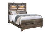 CAMA COMPLETA LINWOOD DE ROBLE OSCURO CON LÁMPARAS