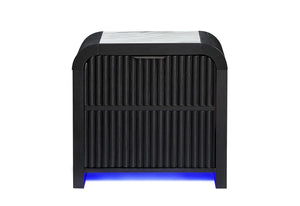 BECKETT WHITE/BLACK NIGHTSTAND WITH LED, COOLER AND SPEAKER