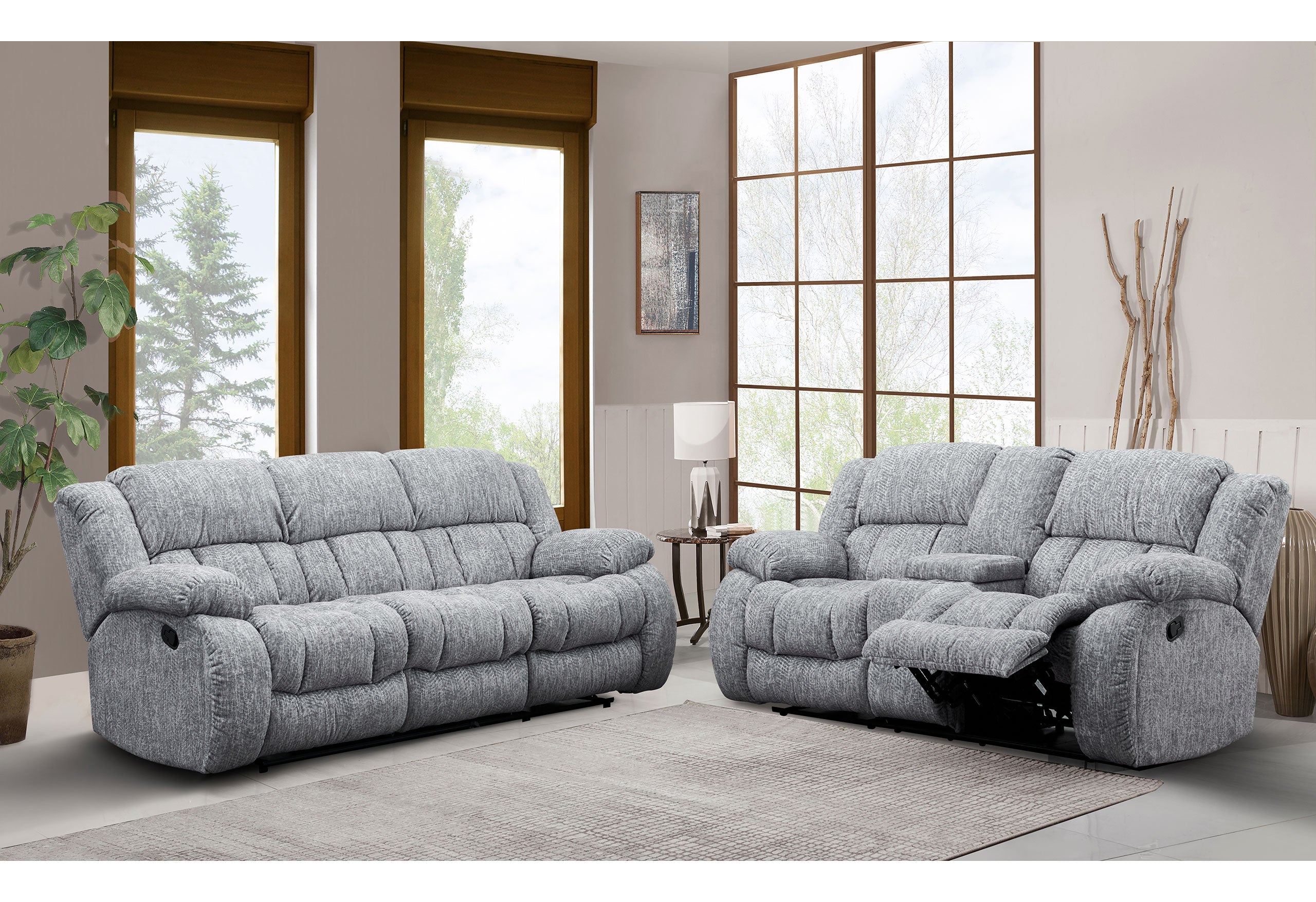 U250 GREY CONSOLE RECLINING LOVESEAT