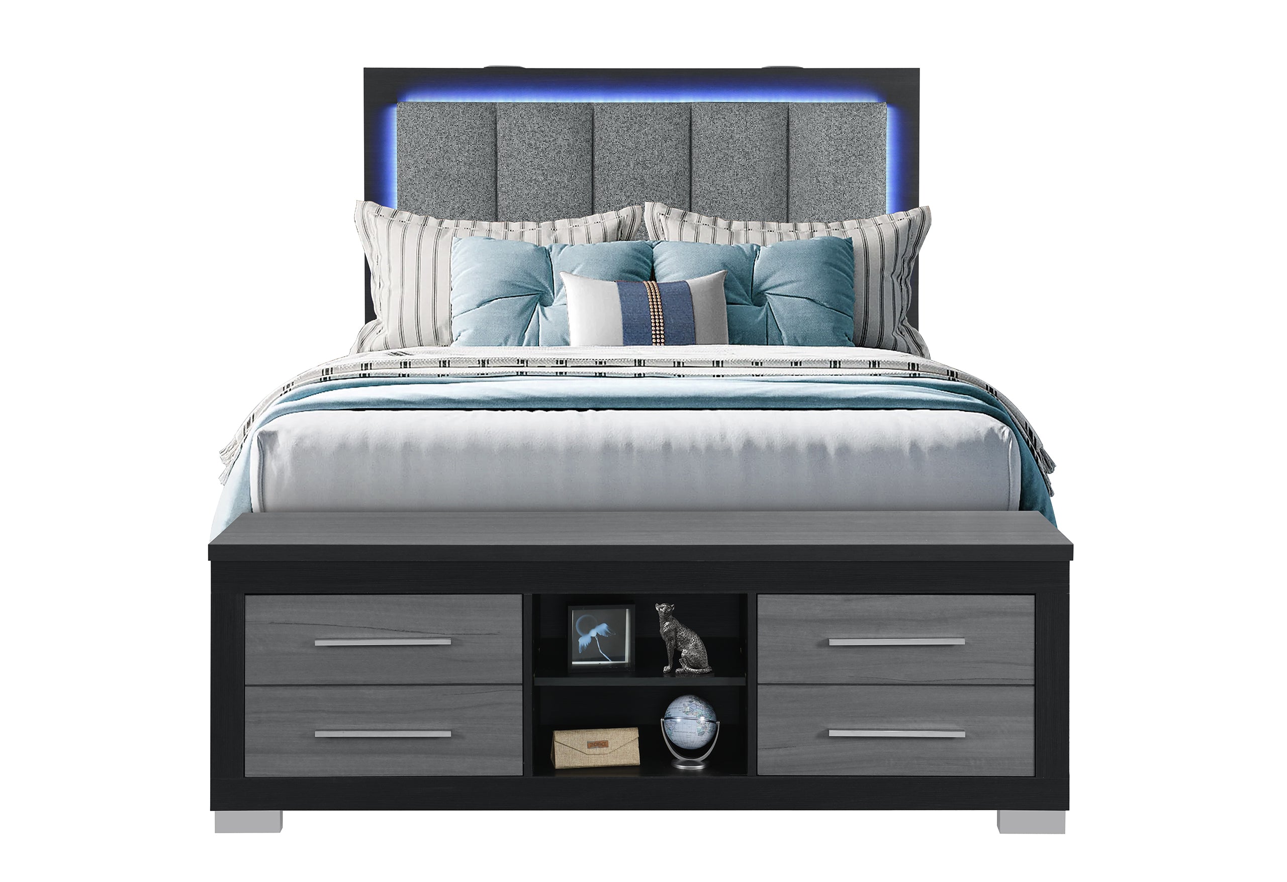 MADISON BLACK/GREY QUEEN BED