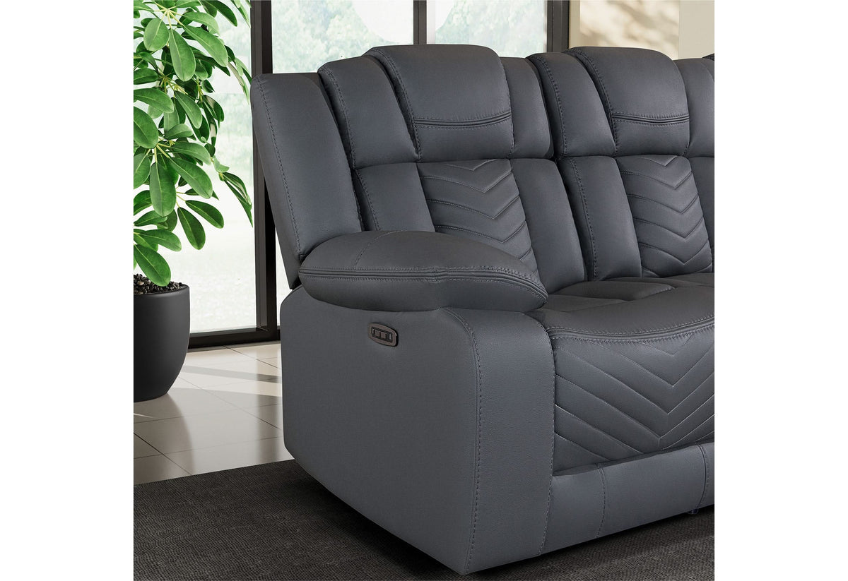 U7068 GREY 10 POWER RECLINING SOFA/POWER CONSOLE RECLINING LOVESEAT WITH LED