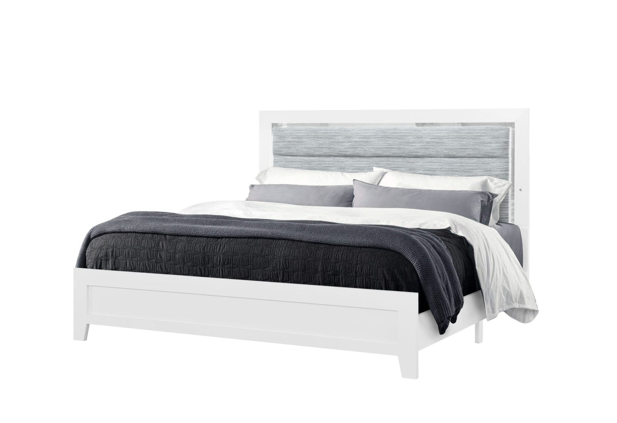 LUCCIA WHITE KING BED WITH LED