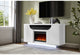MUEBLE DE ENTRETENIMIENTO AILEEN WHITE DE 66" CON LED, ALTAVOCES, INSERTOS DE CRISTAL Y PUERTAS CENTRALES ELEVABLES