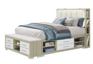 MADISON NATURAL/WHITE QUEEN BED