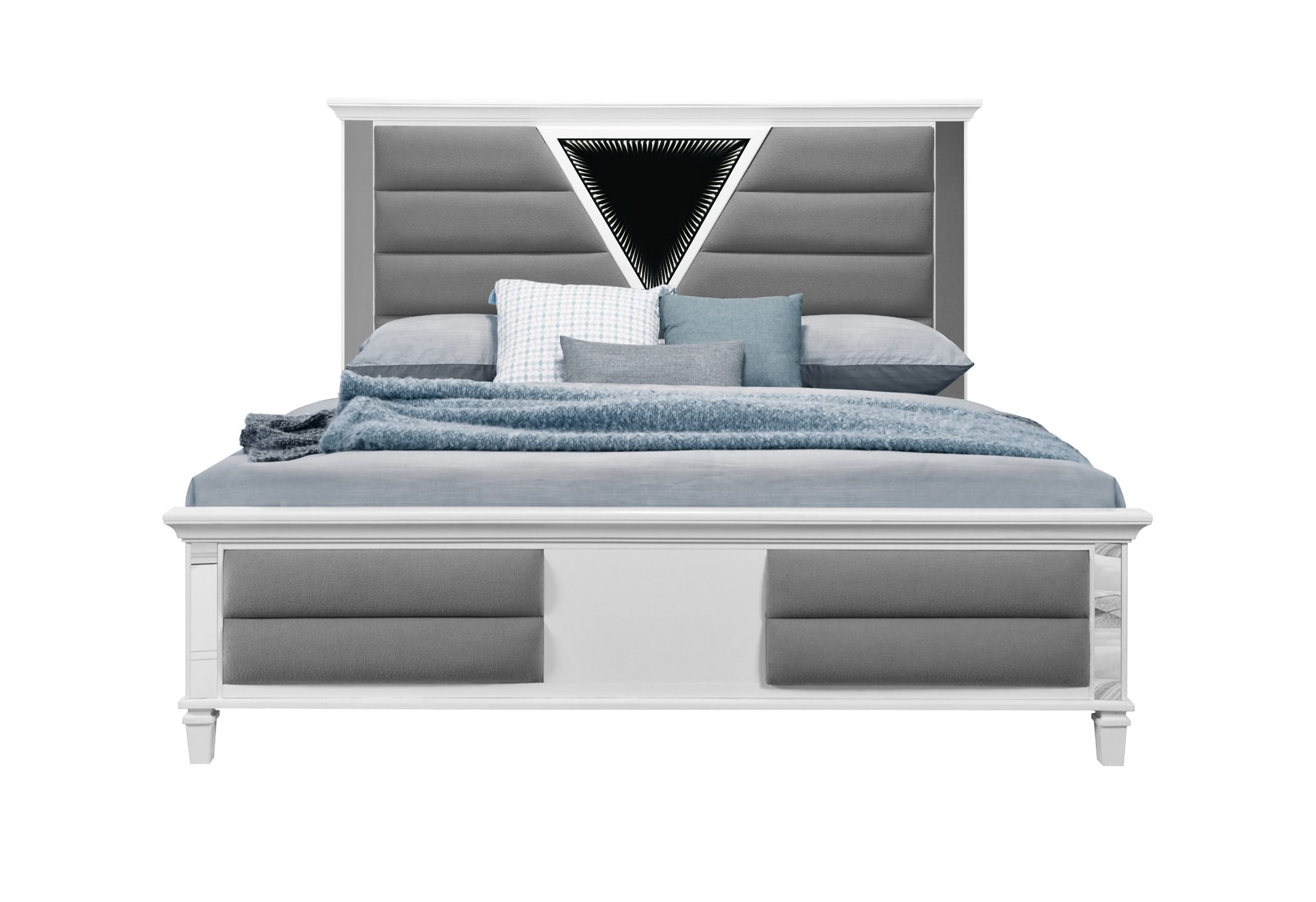 PIE DE CAMA TAPIZADO MARCO BLANCO METALIZADO KING