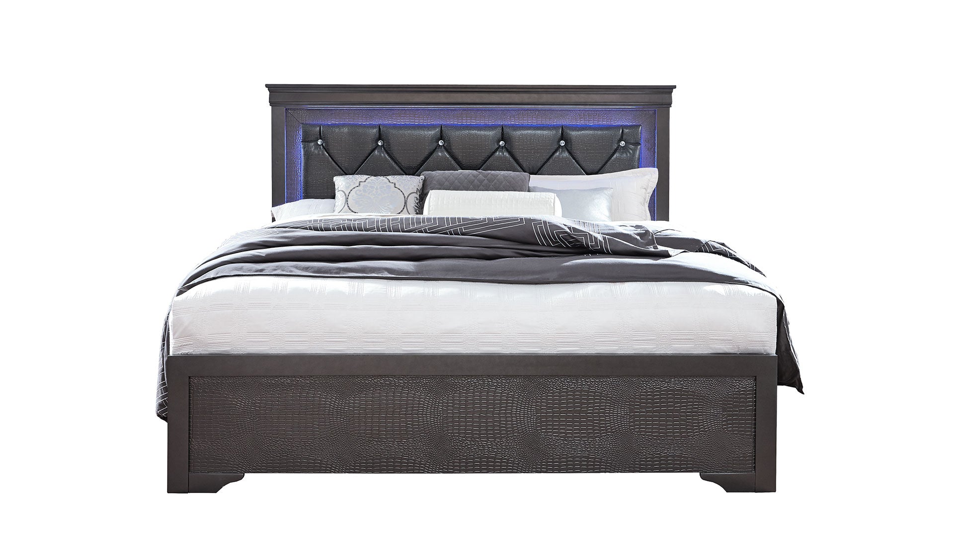 POMPEI METALLIC GREY FULL BED WITH LED