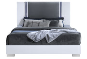 YLIME SMOOTH WHITE KING BED WITH LED FULLY SLATTED