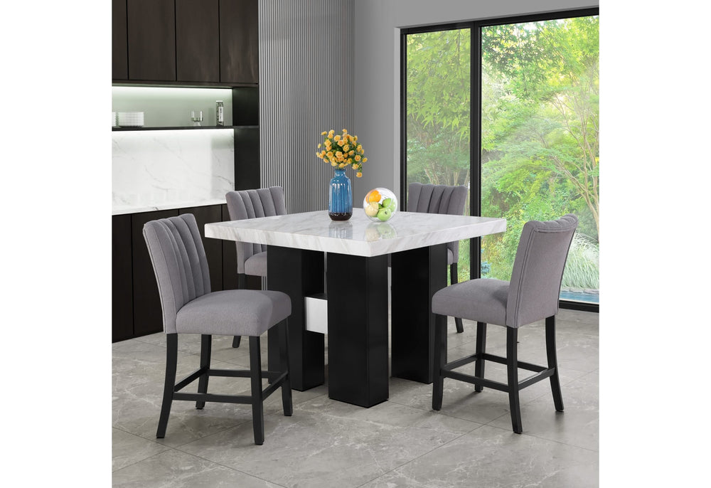 D04 WHITE BAR TABLE + D8685BS GREY