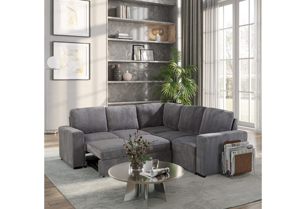 U2660 SECCIONAL GRIS SIN CHAISE Y CON EXTRAÍBLE
