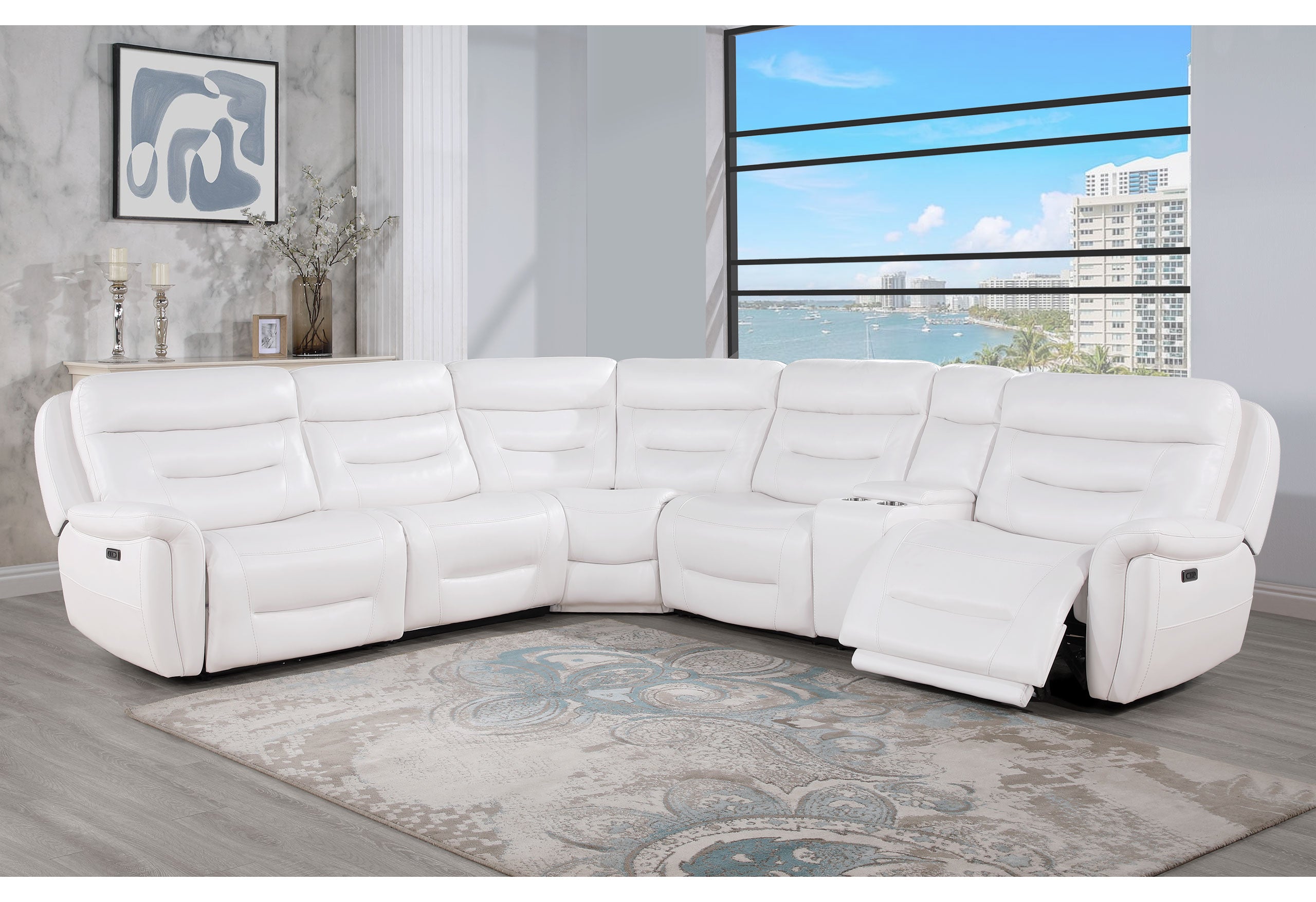 U8522 BLANCHE WHITE RIGHT SIDE POWER CONSOLE REC LS WITH USB