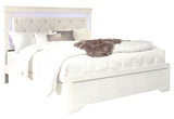 POMPEI METALLIC WHITE FULL BED WITH LED