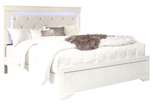 POMPEI METALLIC WHITE FULL BED WITH LED