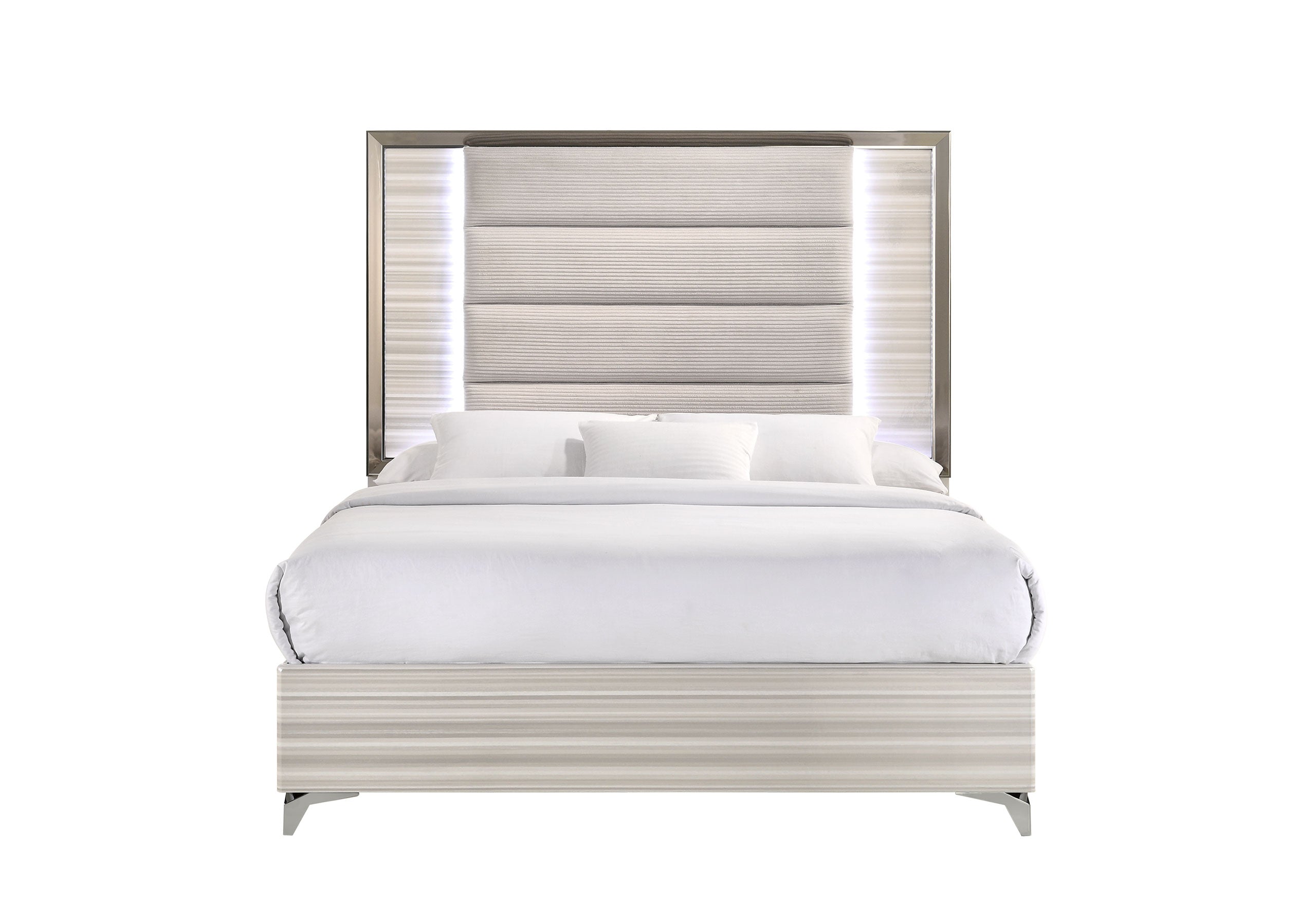 ZAMBRANO WHITE QUEEN BED WITH LED