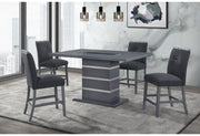 MONACO DARK GREY RECTANGULAR BAR TABLE AND 4 BAR STOOLS