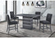 MESA DE BAR RECTANGULAR MONACO GRIS OSCURO Y 4 TABURETES