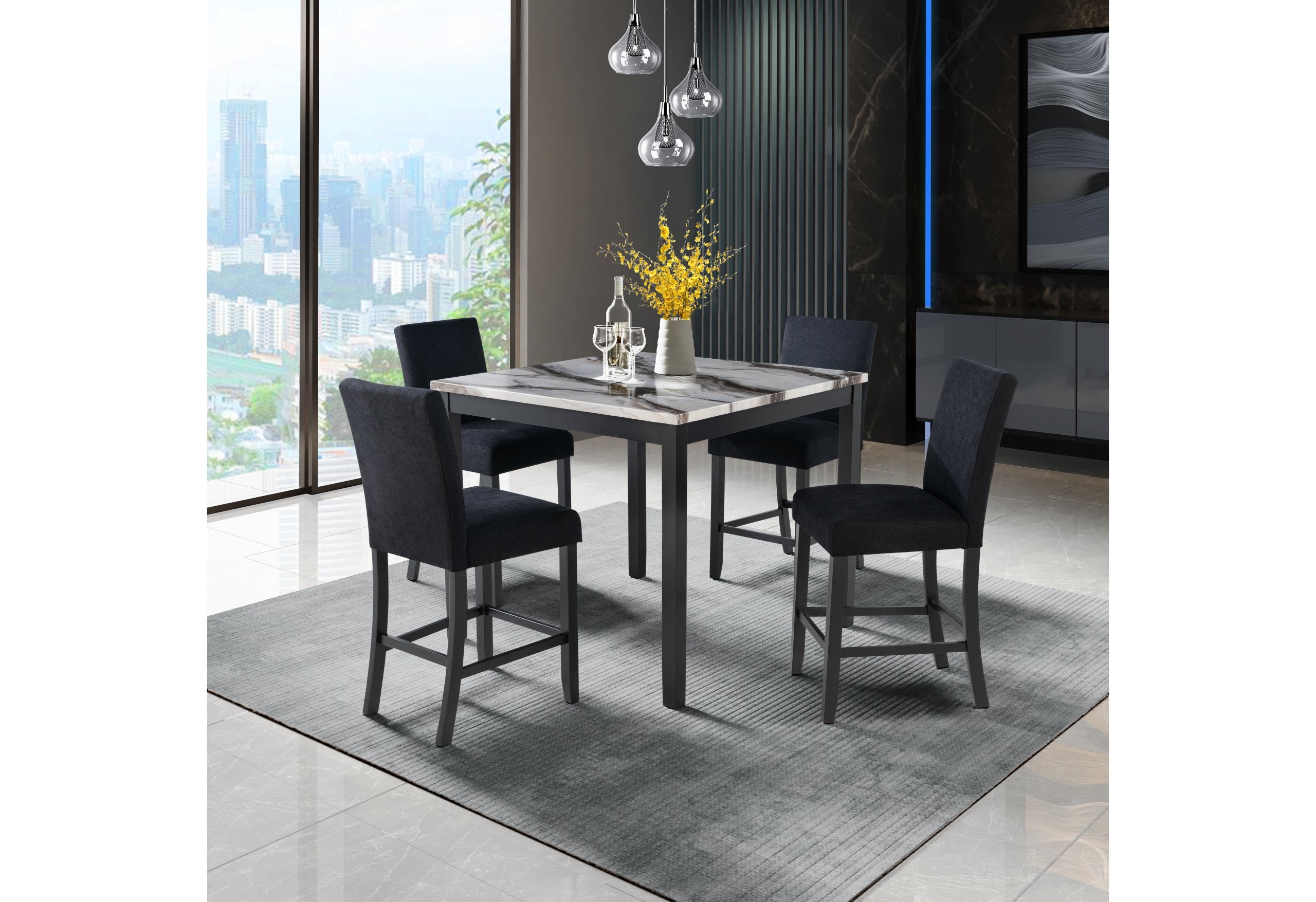 D4054 BAR TABLE WITH 4 BAR STOOLS