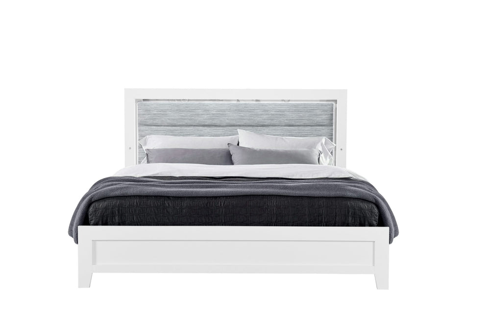 LUCCIA WHITE KING BED GROUP WITH LED