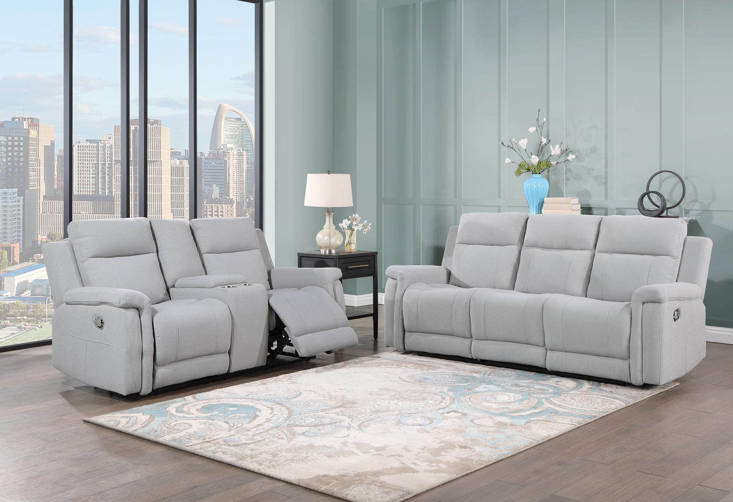 U1797 GREY CONSOLE RECLINING LOVESEAT