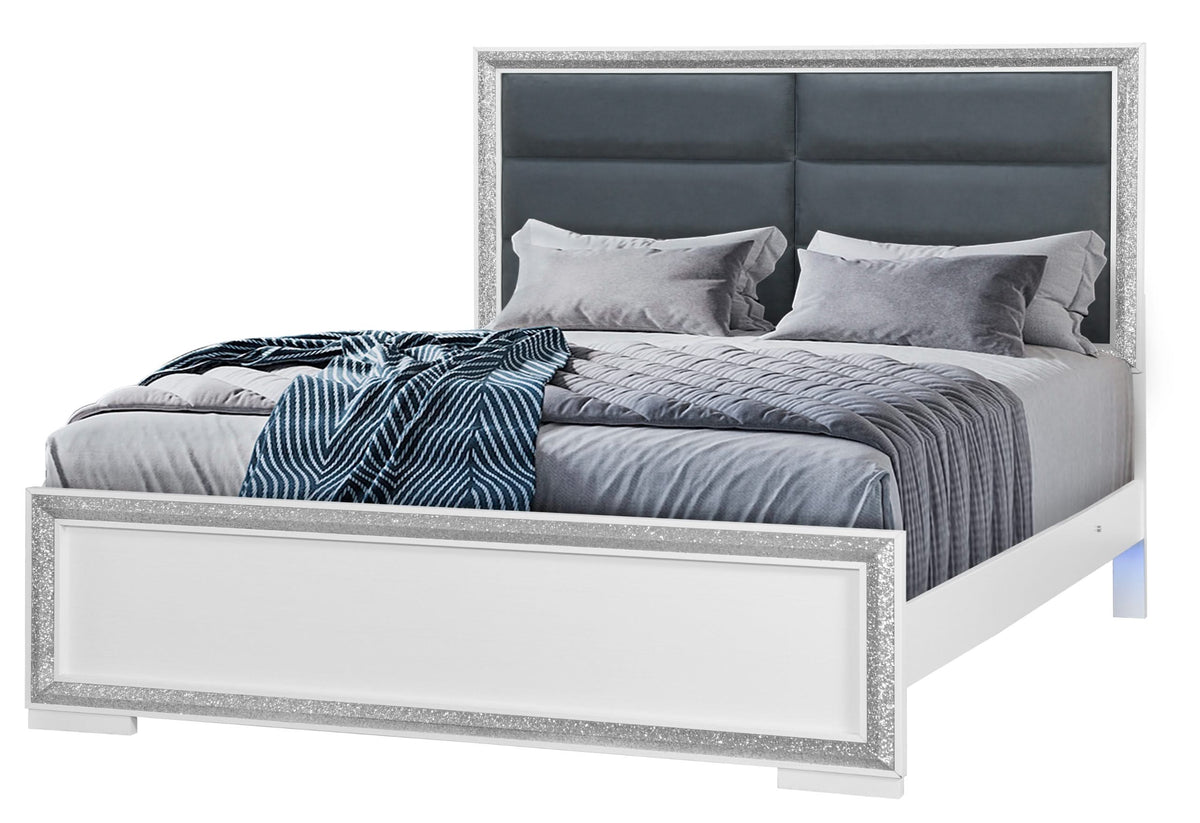 ANDROS SILVER QUEEN BED W/LED
