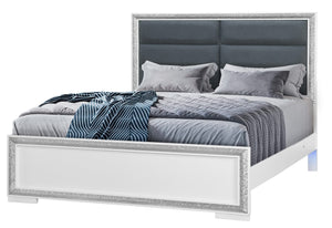 ANDROS SILVER QUEEN BED W/LED