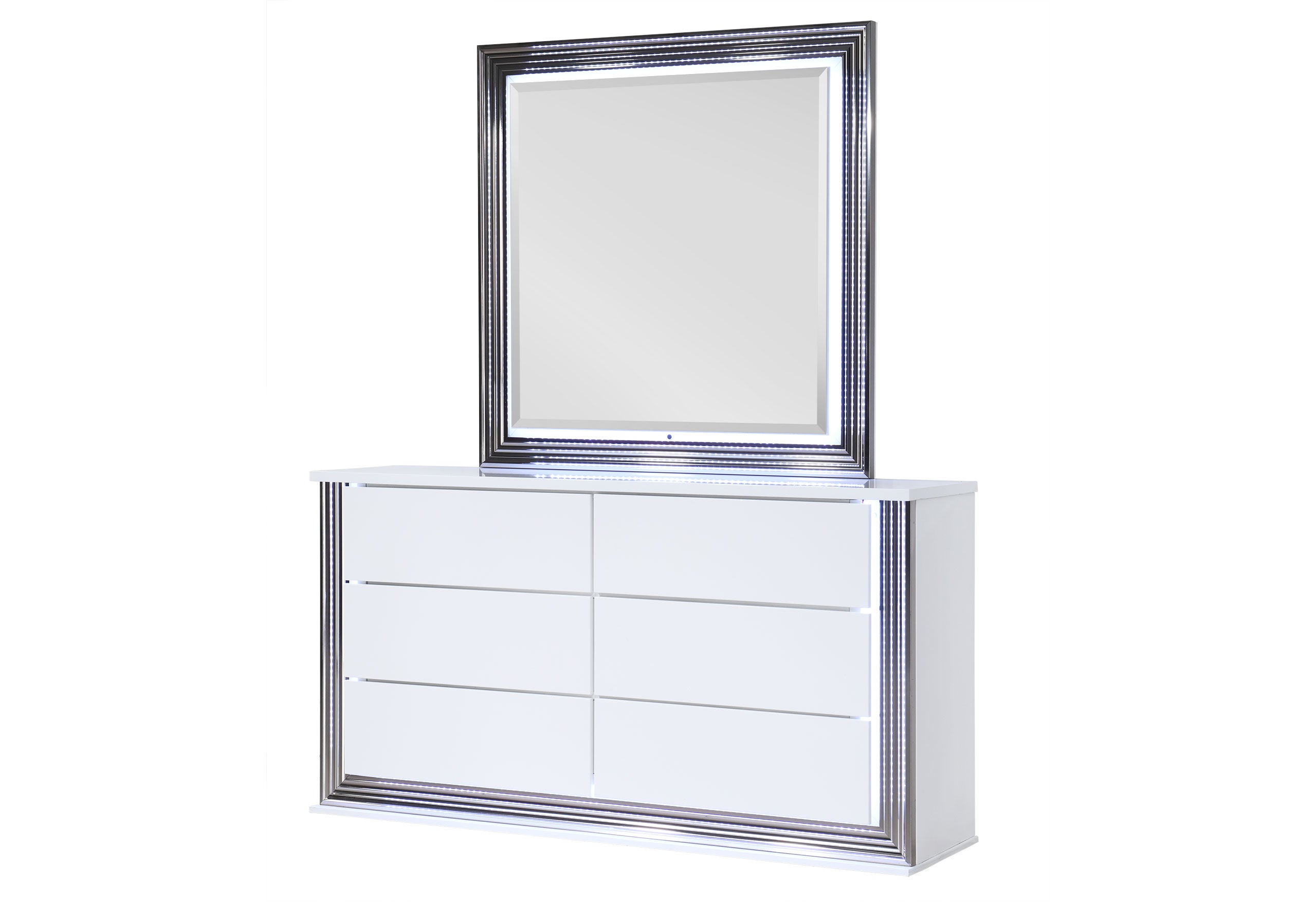 YLIME SMOOTH WHITE DRESSER WITH LED