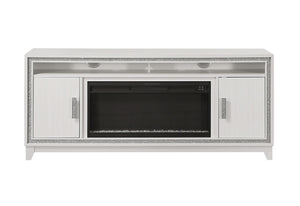 MUEBLE DE ENTRETENIMIENTO LILY WHITE DE 72" CON LED, ALTAVOCES, INSERTOS DE CRISTAL