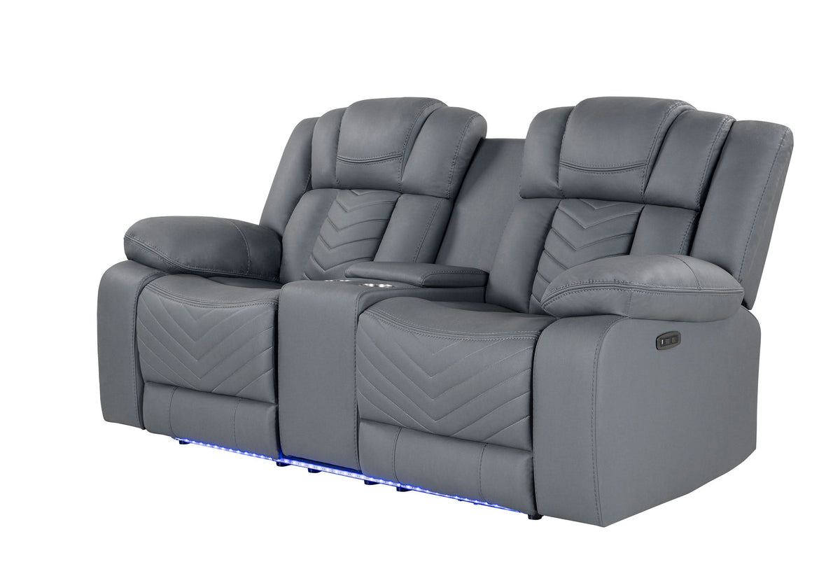 U7068 GRIS 10 CONSOLA ELÉCTRICA RECLINABLE LOVESEAT CON LED