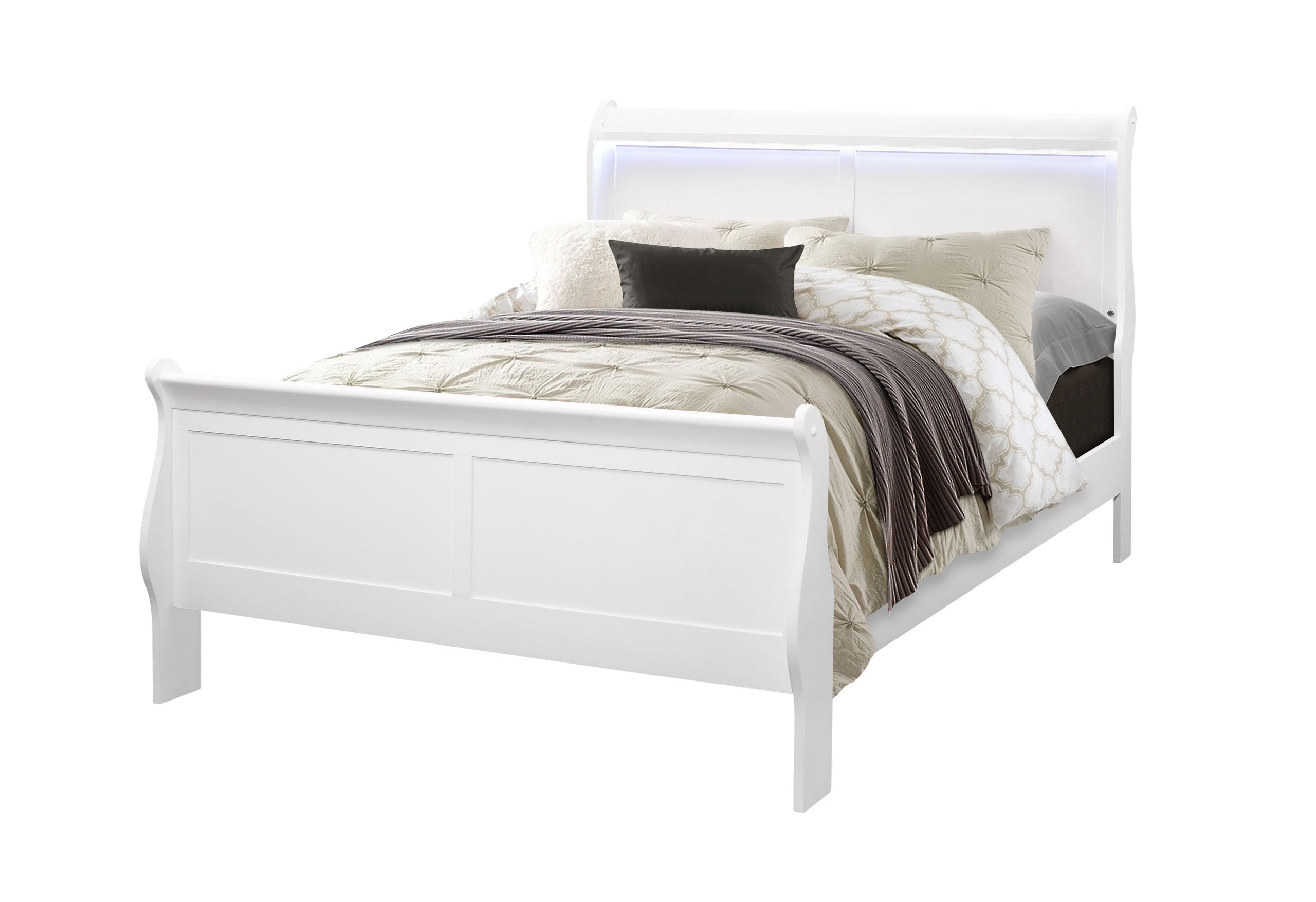 CHARLIE WHITE FULL BED GROUP WITH LED