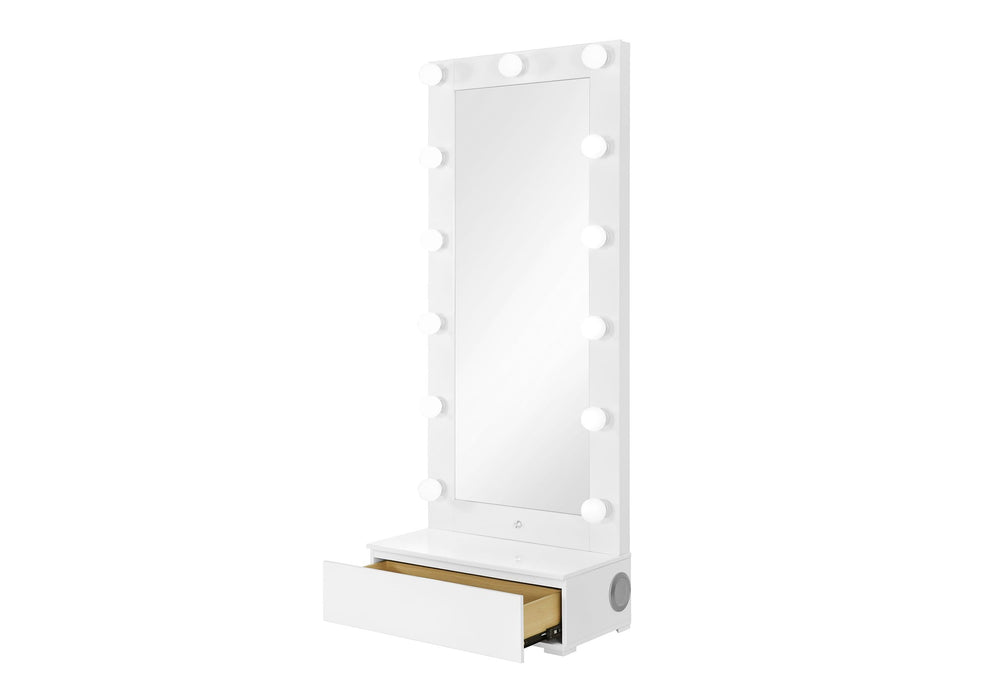ELLA WHITE NARROW TALL MIRROR WITH LED